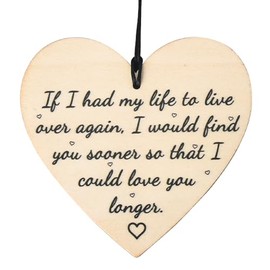 Romantic Gifts for Him Her Wife Husband Wooden Heart Hanging Ornament Decorative Signs with Sayings for Wall Boyfriend Girlfriend Anniversary Engagement Gifts for Men Women Parents Couple Gift Ideas
