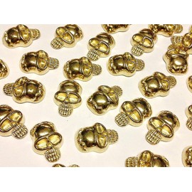 CraftbuddyUS 50 Gold Metal HOT FIX Skull Studs Stick on Embellishments,Punk,Goth,DIY Fashion