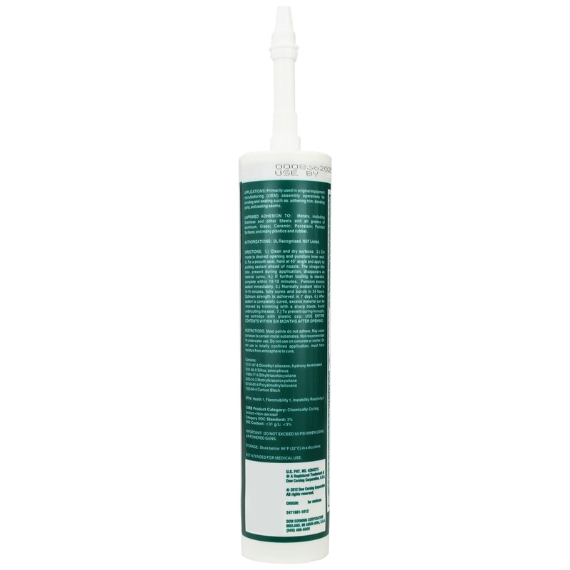 Dow Corning 2468344 733 Black Glass and Metal Sealant, -57