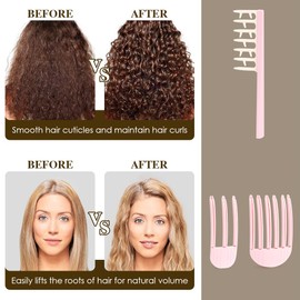 FIDWALL Lockenkamm Set, 2PCS Kamm für Locken & 2PCS Volumen Clips Haare (3-Zahn & 6-Zahn), Kamm grobzinkig für Locken, Styling Kamm für mehr Volumen, mit Satin-Schlafhaube für Curls