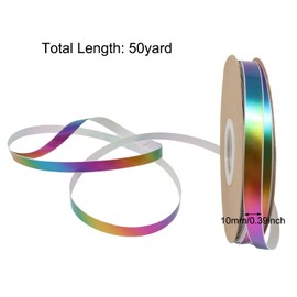 Honbay 50 Yards Single Face Shiny Rainbow Ribbon Colorful Satin Ribbon for DIY Clothing Holiday Wedding Decoration Handcraft (10mm)