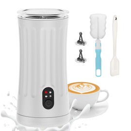 Electric Milk Frother, 4-in-1 Milk Steamer and Frother, 8.1oz/240ml Automatic Warm and Cold Foam Maker, Milk Warmer and Coffee Frother for Latte, Cappuccino, Macchiato(White), SS-001