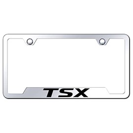 Au-TOMOTIVE GOLD Laser Etched Logo Cut-Out License Plate Frame Compatible with Acura TSX (Chrome)