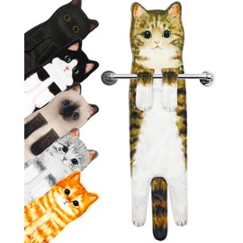 PAT JUUMG Funny Cat Hand Towels for Bathroom, Decorative Hanging Kitchen Towel,Super Absorbent Soft, Cat Gifts for Cat Lovers Gifts For Women/New Home Gifts(Dragon-Li)