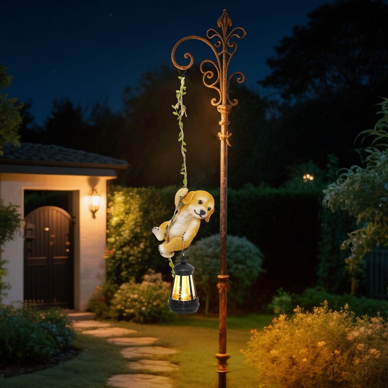 ZaaYee Solar Hanging Dog Statue, Golden Retriever