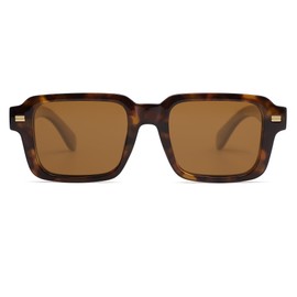 SOJOS Retro Square Polarized Sunglasses for Women Men 70s 80s Vintage Rectangle UV400 Sunnies SJ2345, Brown tortoise/Brown