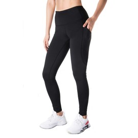Yogipace Petite Women's 25" Yoga Workout Running Leggings with Side Pockets Black Size L