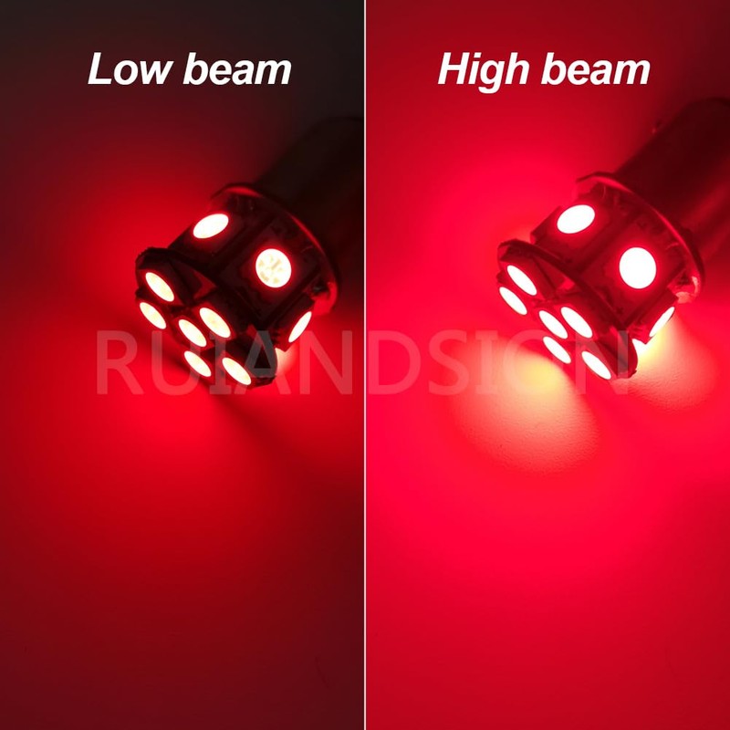 Ruiandsion 2pcs 6V 1157 LED Bulb 5050 12SMD Red BAY15D