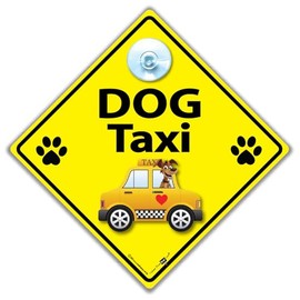iwantthatsign.com Dog Taxi Sign, Dog on Board, Car Sign with Suction Cup Attachment, Baby on Board, Sign for Dogs