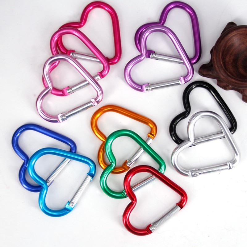 Lightweight Heart Shaped Keychain Clips Heavy Duty Carabiner Aluminum Alloy