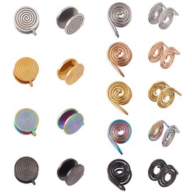 Hobbspring 18Pcs Pressure Earrings for Keloids 9 Styles Stainless Steel Clip Earrings Adjustable Spiral Non-Pierced Earring Compression Earring Metal Ear Cuff for Women Men Ladies