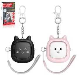 Personal Alarm, 2 Pack 130 dB Reusable Loud Siren Song Emergency Self-Defense Security Alarm Keychain with LED Light, Small Personal Sound Safety Alarm for Women, Men, Kids, Elderly(Black/Pink)