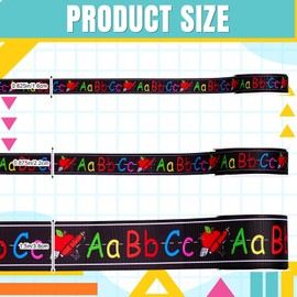 JarThenaAMCS 3 Rolls Back to School Grosgrain Ribbon School Themed Grosgrain Ribbon ABC Print Fabric Craft Ribbon for Wreath Bow Sewing Gift Wrap Party Decor, 15 Yards