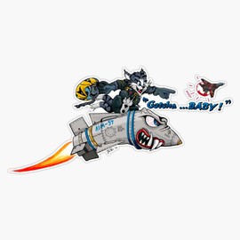 F-14 Tomcat 'Gotcha Baby Illustration Window Bumper Sticker Decal 5"
