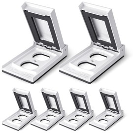 ELEGRP Vertical Outdoor Cover for Duplex Receptacles, Weatherproof Wall Plate, Outdoor Electrical Outlet Cover, Standard Size 1-Gang 4.85” x 2.82”, Thermoplastic, 6 Pack, White