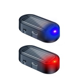 MAEZOE 2-Pack Car Solar Power Simulated Dummy Alarm, Anti-Theft LED Flashing Security Light Fake Lamp with Sensor, USB Charging Port, Automotive Warning Safety Light for Most Cars