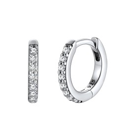 FaithHeart Women's Earrings Silver 925 Hoop Earrings Girls Stud Earrings Zirconia Helix Piercings 6 mm / 8 mm / 10 mm / 12 mm Piercing Ear Drop Earrings for Birthday