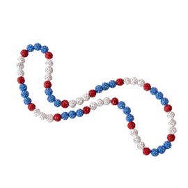 Baseball Ice Collection Necklace for Youth Adult, Sparkly Baseball Necklace Elastic Bling Beaded Necklace - Athlete Inspired Shiny Rhinestone Necklace Accessories for Baseball Lovers Players (Youth_16In, White/Blue/Red)