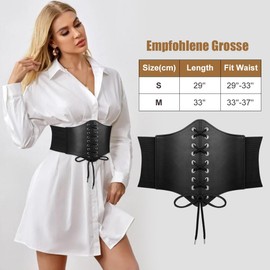 AOGOE Corset Belt for Women, Women's Lace-up Corset Elastic Waist Belt, Vintage Lace-up Elastic Waist Belt, Tied Waspie Wide Belt for Women, Women Elastic Waist Belt, Women’s Corset Belt, Black