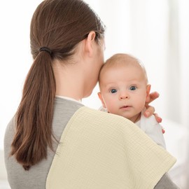 Bearmoss Molleton Cloths Baby 100% Cotton Soft Burp Cloths Baby, Absorbent Muslin Cloths, Pack of 6, 50 x 25 cm for Boys Girls (Yellow Brown)