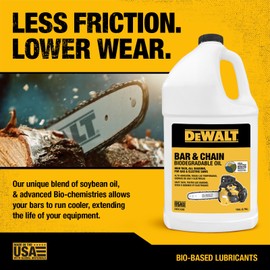 DEWALT – Biodegradable Bar & Chain Oil – Green, Eco-Friendly, Non-Toxic Professional Bar & Chainsaw Lubricant – Ultraclean All-Season Oil for Gas, Electric Saw, and Pole Saw, 1 Gallon