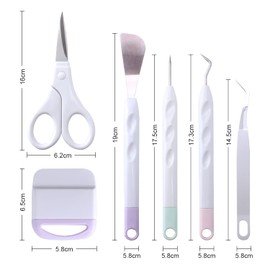 Craft Vinyl Weeding Tools Set 6pcs Weeding Kits Hook Weeder, Scraper, Spatula, Tweezers, Scissors for Weeding Vinyl, Silhouettes, Cameos, Lettering