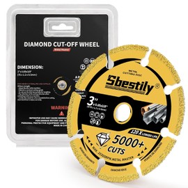 Sbestily 3 Inch Cut Off Wheels for Metal, Heavy Duty Diamond Cutting Wheel 3/8" Arbor Hole Cutter Disc with 5000+ Cuts on Rebar, Steel, Iron and INOX