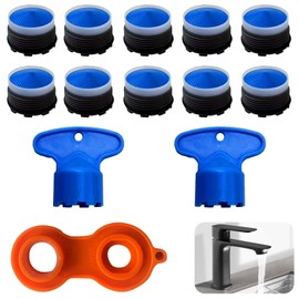 SSKHE 10 Piece Aerators for Taps with 2 Mixing Nozzle Keys 1 Tap Aerator Tool, M18.5 Tap Strainer Set, Plastic Tap Strainer Insert Suitable for Bathroom and Water in the Kitchen