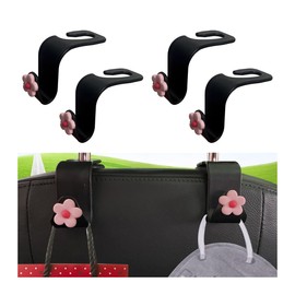 BESULEN Car Seat Headrest Hook, 4PCS Vehicle Seatback Organizer Hanger, Auto Seat Back Storage Hook for Grocery Bag Purse Handbag Umbrella, Universal Interior Accessories for Most Cars (Pink)