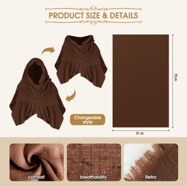 YAIZLBCA 4Pcs Renaissance Accessories Faire Costume Set Medieval Leather Belt Shawl Half Shoulder Cloak Scarf Buckle Bracers Retro Accessories-brown