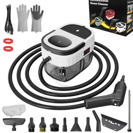 Handheld Steam Cleaner, 2500W High Pressure Steamer for Cleaning, Portable Steam Cleaner with 1.6L Water Tank, 3 Levels Adjustable Handle, Steam Cleaner for Home, Car, Furniture, Bed Bugs (White)