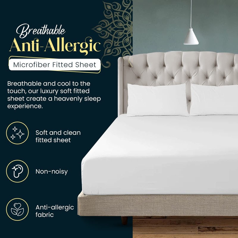 Sunshine Comforts Microfiber Fitted Sheets Breathable, Anti Wrinkle 26cm Deep