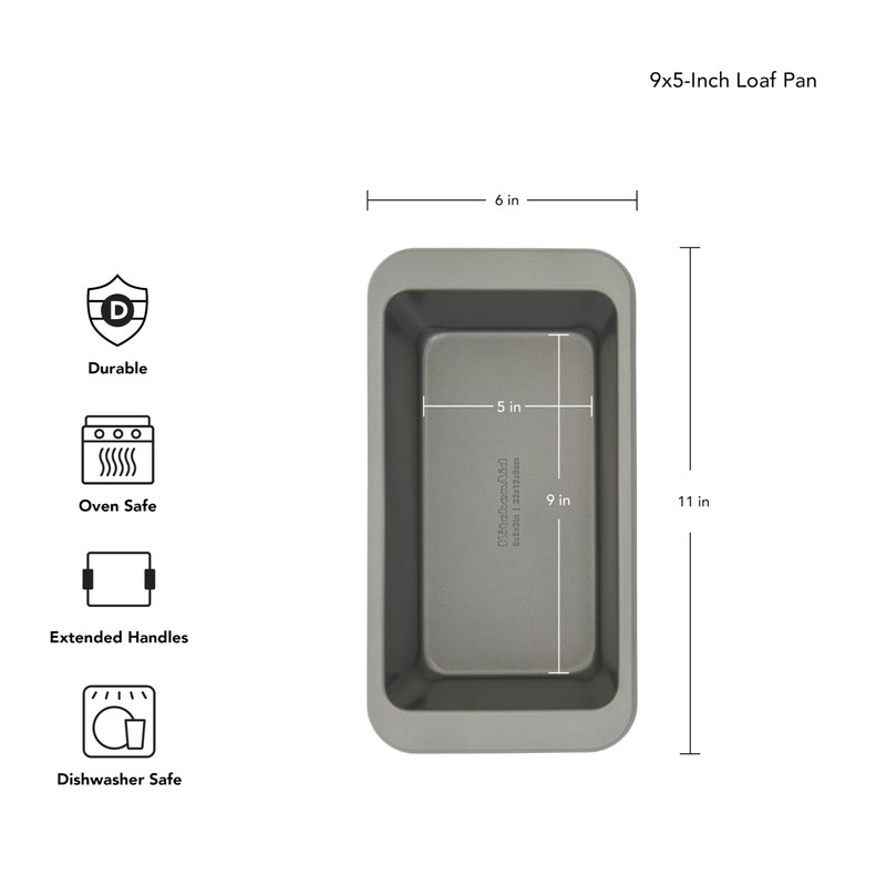 KitchenAid Nonstick Swiss Engineered Aluminized Steel Loaf Pan, Dishwasher Safe,