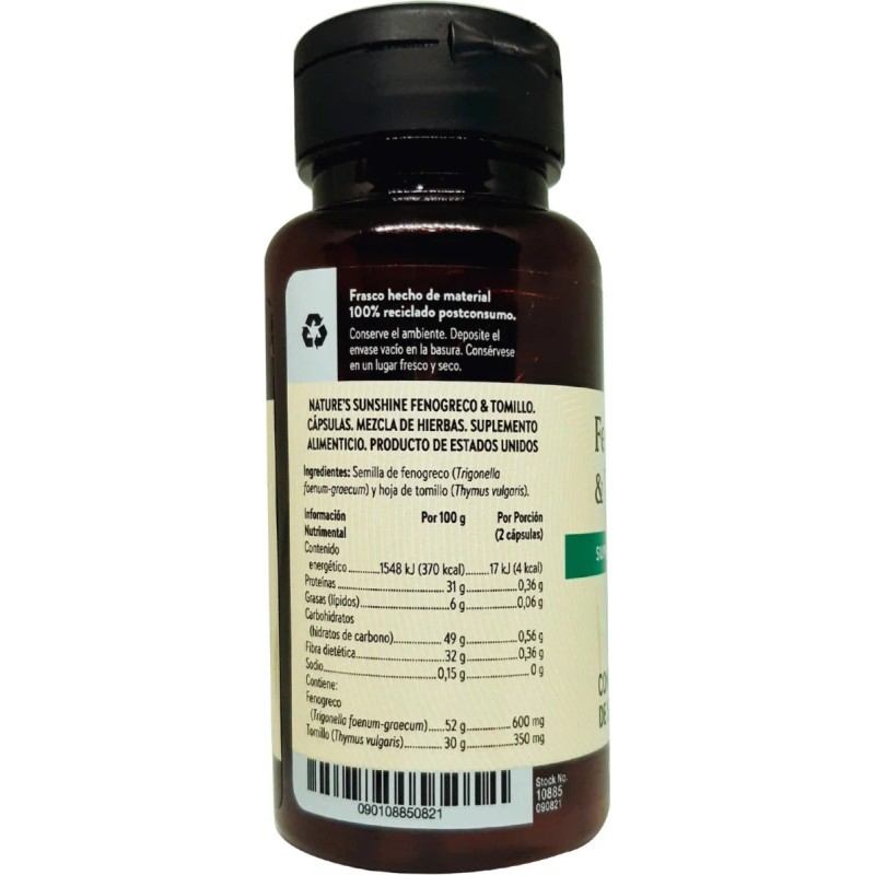 Natures Sunshine Fenogreco Y Tomillo 100caps