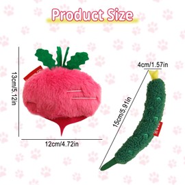 TAIZER 2 Stück Katzenspielzeug,Katzen Spielzeug,Katzenminze Spielzeug,Katzenminze Kissen,Enthält Papier Plüschmaterial Niedliche Radieschen- und Gurkenform（Grün + Rosa）