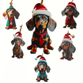 MC-Trend Pack of 6 Dachshund Christmas Tree Decorations - Funny Christmas Tree Decorations for a Special Christmas Decoration (6)
