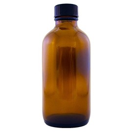 Amber Glass Boston Round Bottle with Cap - 4 oz Capacity - Case of 24