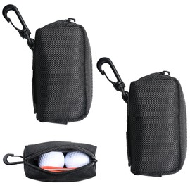 kasanidika Golf Ball Case, Golf Ball Pouch, 2-Pack Golf Ball Storage Bag, Carabiner Type, Ties, Golf Waist Bag, Popular, Lightweight, Easy to Put on and Take Off, Small Items, Black