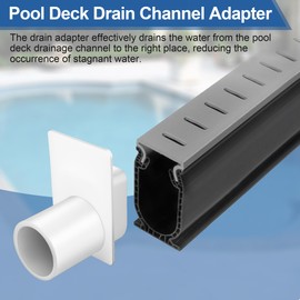 DEA Pool Deck Drain Channel Adapter for Stegmeier Frontier Deck Drain, Compatible with Treadmaster Commercial Drain, Deck Drain End Adapter fit Deck Drain (White)