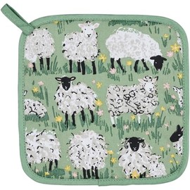 Ulster Weavers - Green Sheep Pot Mat/Pot Holder (21 x 21cm) - 100% Cotton - Cotton Trivet with Sheep - Farm Animals Pot Mat - For Hot Pan Mat - Trivets for Hot Pans - Kitchen Accessories/Sheep Gifts