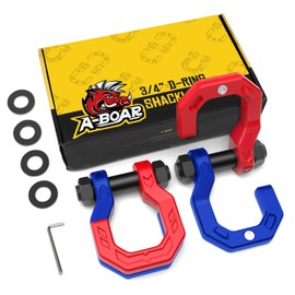 A-BOAR Separate D-Ring Shackles, 2Pack, 3/4" Separate D-Ring Shackles 7/8" Pin, 57320lbs Breaking Strength, Heavy Duty Forged Steel, D-Ring Towing Winch Shackle for Recovery, 4x4 Off-Road, RedBlue