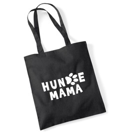 HUURAA Jute Bag Dog Mum Tapse Bag Cotton 10 Litres with Motif for All Dog People Gift Idea for Friends and Family, black