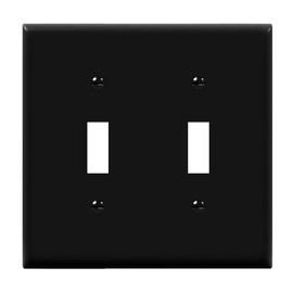 ENERLITES Double Toggle Switch Cover, Two Gang Light Switch Wall Plate, Standard Size 2-Gang 4.5" x 4.5", Unbreakable Polycarbonate Thermoplastic, UL Listed, 8812-BK, Black