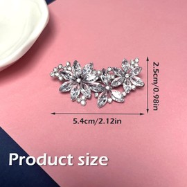 3Pcs Crystal Flower Bridal Hair Clips, Silver Bride Wedding Hair Accessories Hair Pins, Rhinestone Flower Wedding Headpiece for Brides Women Girls