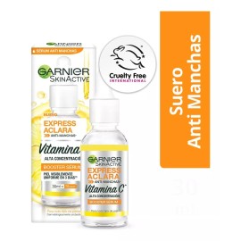 Sérum Anti Manchas Garnier Express Aclara con Vitamina C 30 mL – Para Todo Tipo de Piel, Acción Día y Noche 🌟🍊