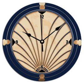 ArogGeld Classic Art Decor Style Clock Navy Blue and Beige Wall Clock Quality Quartz Battery Operated Silent Clocks for Wall for Bathroom Bedroom 10x10in Birthday Housewarming Gift