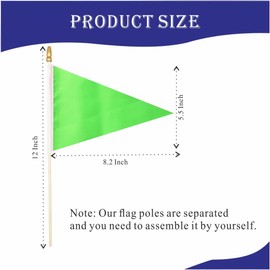 XCFH Small Solid Plain Green Pennant Stick Flag Mini Triangle Blank DIY Graffiti Hand Held 5x8 Inch Flags Decorations 12 Pack