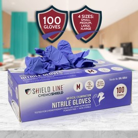 SHIELD LINE Nitrile Medical Examination Gloves - Chemotherapy-Rated Disposable For Doctors & Nurses- Latex & Powder Free (1000, Large)