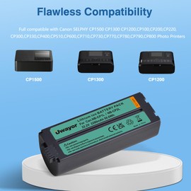 Uwayor 2280mAh NB-CP2L NB-CP1L Battery and Charger Adapter for Canon Photo Printers SELPHY CP1500 CP1300 CP1200 CP910 CP900 CP800, CP790, CP780, CP770, CP730, CP600, CP510, CP400, CP330, CP300, CP220