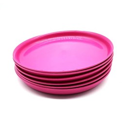 Kimmel Plates 18 cm Set of 6 Dinner Plates Party Tableware Children's Crockery Camping Tableware Plastic Tableware Fuchsia